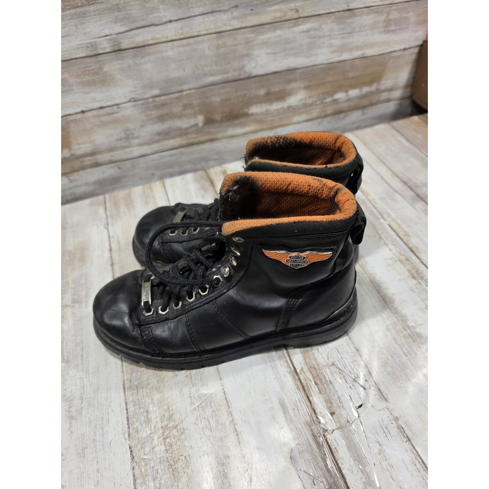 Harley-Davidson Lauderdale Black Leather Biker Boots Vintage 1995 Womens 7.5 - Picture 6 of 8